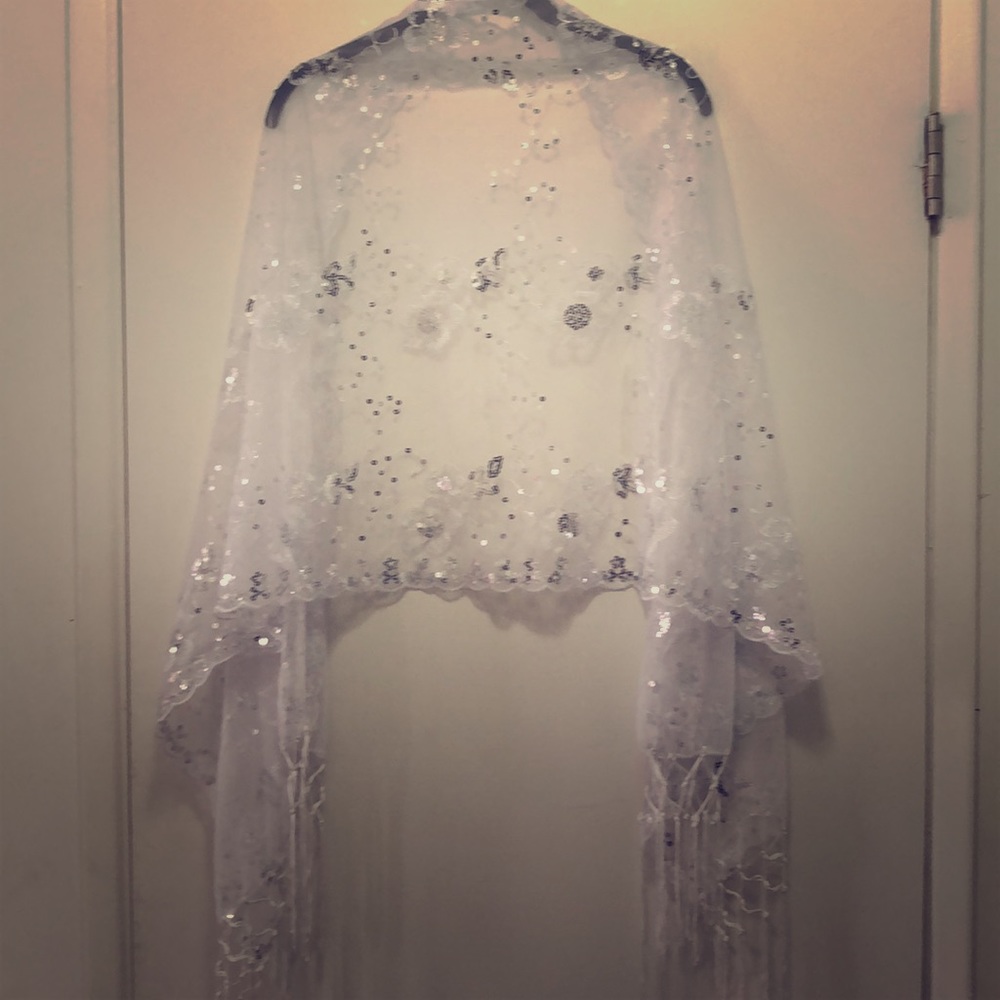 White scarf, shawl, belt